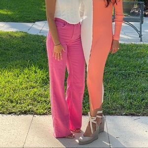 Pink high waisted Zara jeans